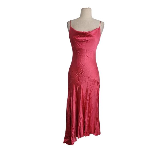 BCBGMaxAzria Dresses & Skirts - Y2K BCBG Maxazria Silk Cowl Neck Slip Dress Sz M Pink Bias Cut Asymmetrical